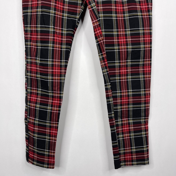 2/$30 ZARA Tartan Plaid Zip-up Skinny Pants Ring Pull Medium Red Black #7310 - Picture 8 of 16